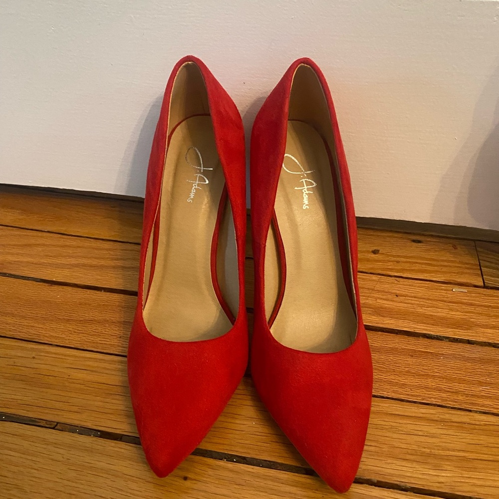 J. Adam’s red suede heels W7.5
